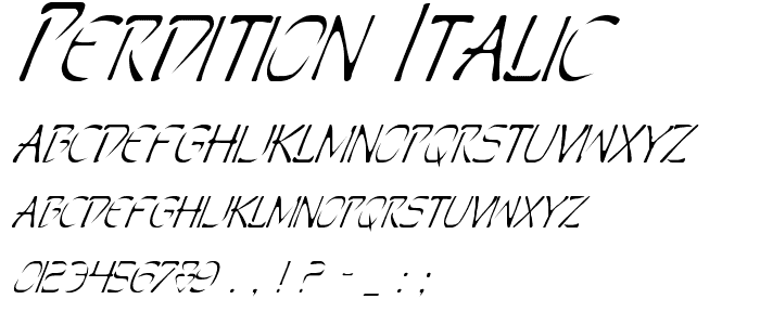 Perdition Italic font